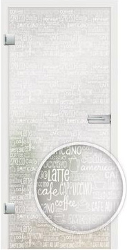 Barista White writing design on frosted  glass
